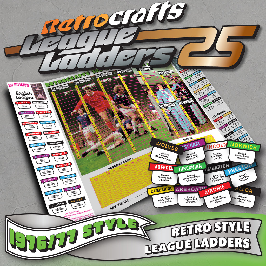 Retro 1976/77 style England & Scotland Football League 2025/26 Season League Ladders