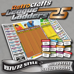 Retro 1971/72 style England & Scotland Football League 2025/26 Season League Ladders