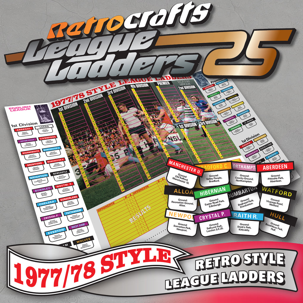 Retro 1977/78 style England & Scotland Football League 2025/26 Season League Ladders