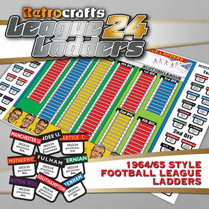 Retro 1964/65 style England & Scotland Football League 2024/25 Season League Ladders