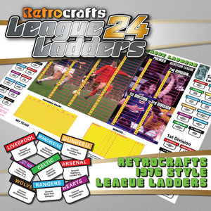 Retro 1976/77 style England & Scotland Football League 2024/25 Season League Ladders