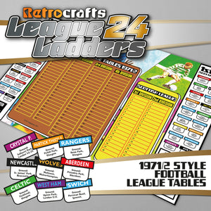 Retro 1971/72 style England & Scotland Football League 2024/25 Season League Ladders